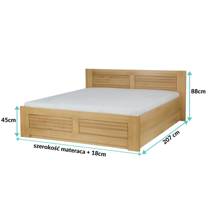 Łóżko dębowe LK212 BOX  z pojemnikiem DREWMAX| Expertsnu.pl