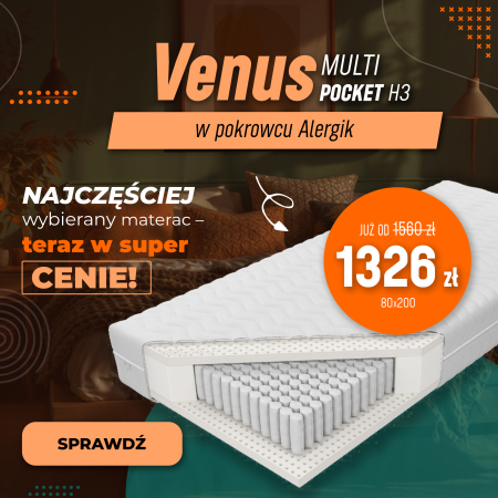 Materac Venus Multi Pocket H3 Alergik M&K foam Koło