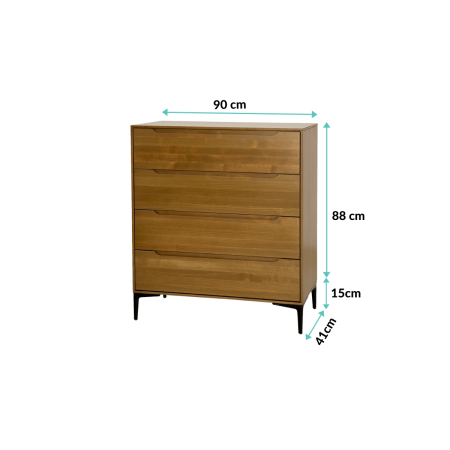 Komoda bukowa KD424 na nóżkach Drewmax | Expert Snu