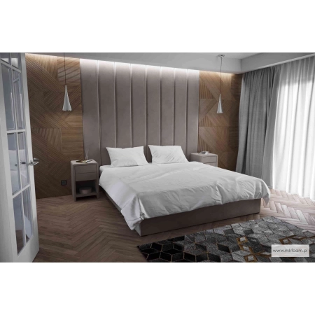 Łóżko tapicerowane z wysokim zagłówkiem Box Multisystem M&K foam Koło MODERN