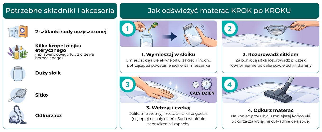 Jak wyczyścić materac sodą