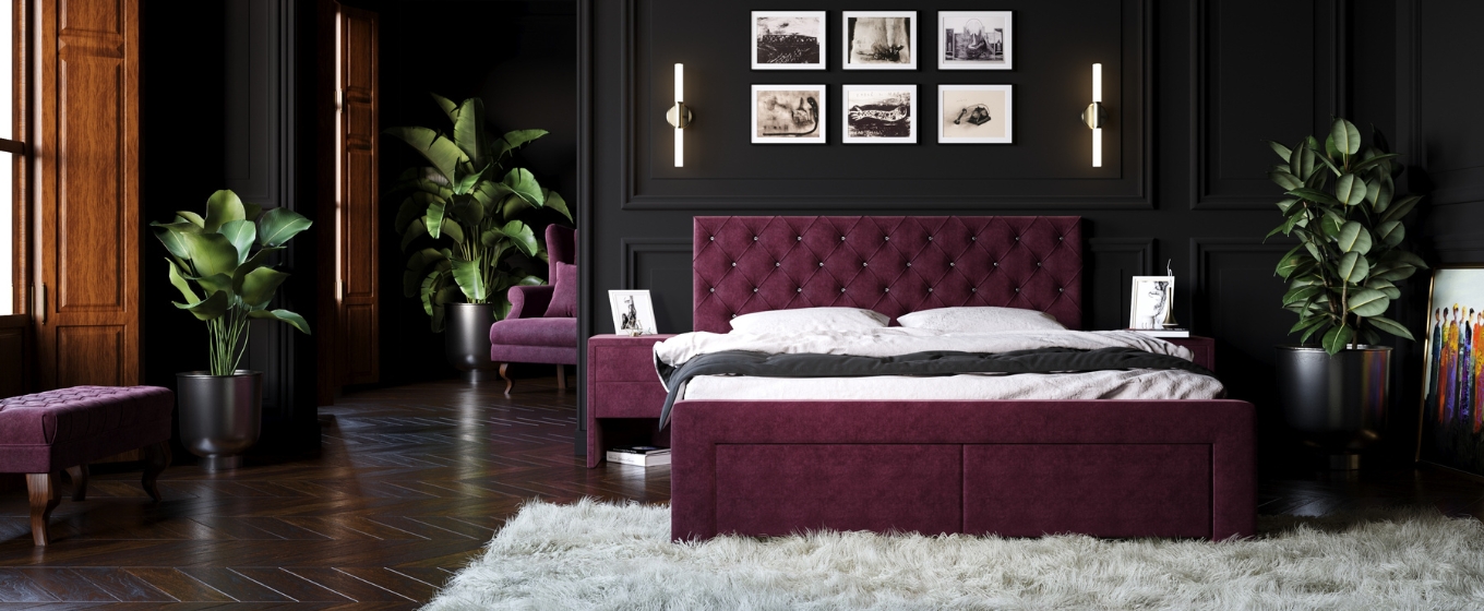 Łóżko tapicerowane Glamour