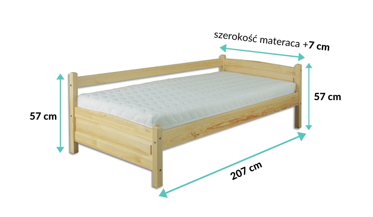 wymiary łóżka sosnowego LK133