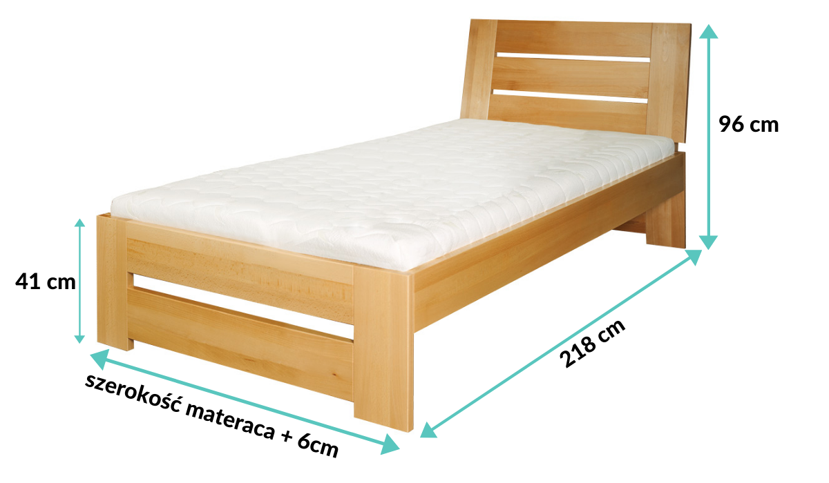 wymiary łóżka bukowego LK182