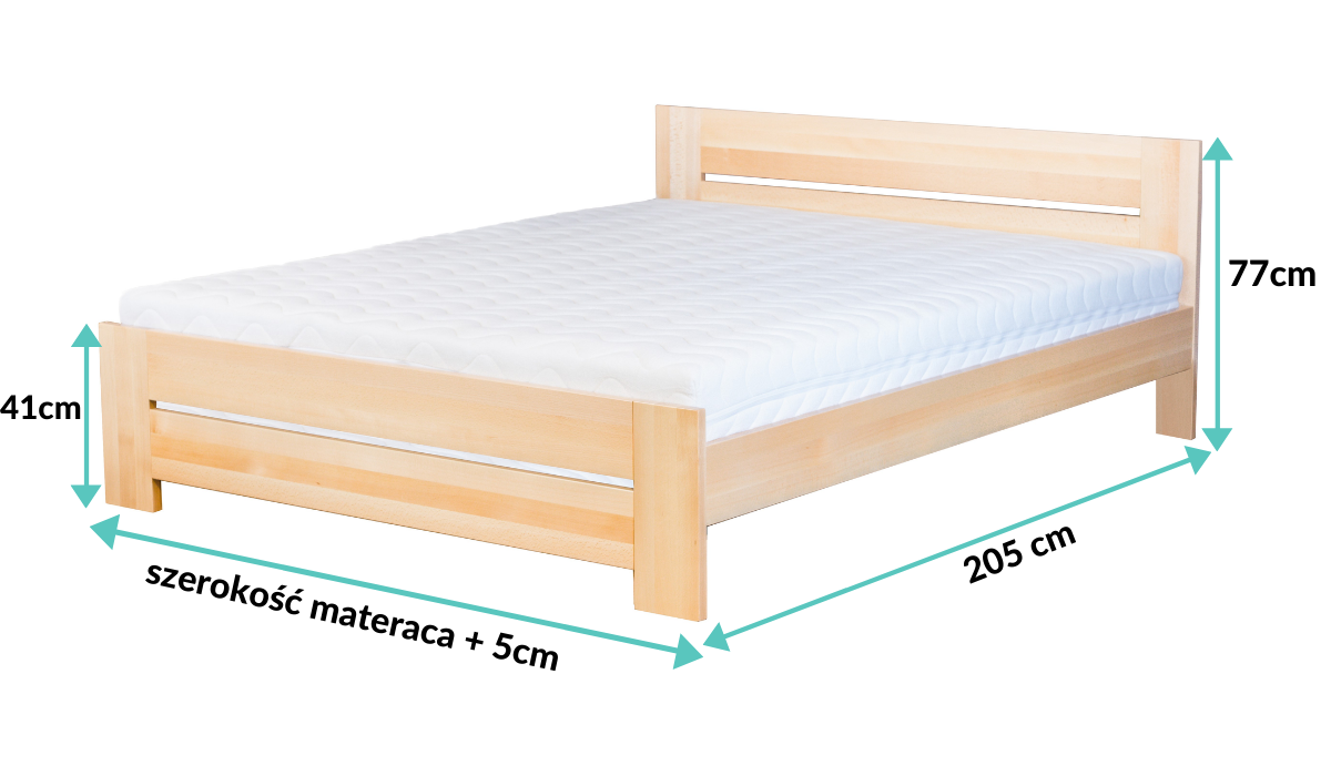 wymiary łóżka bukowego LK198