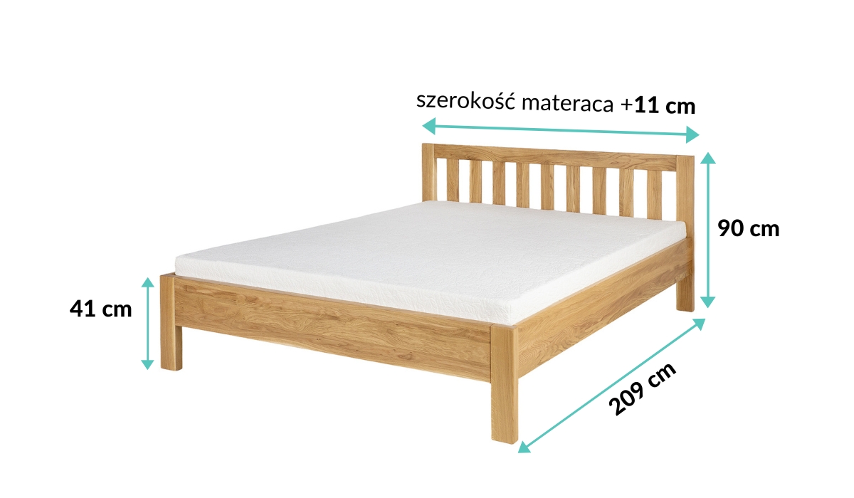 wymiary łóżka dębowego LK303