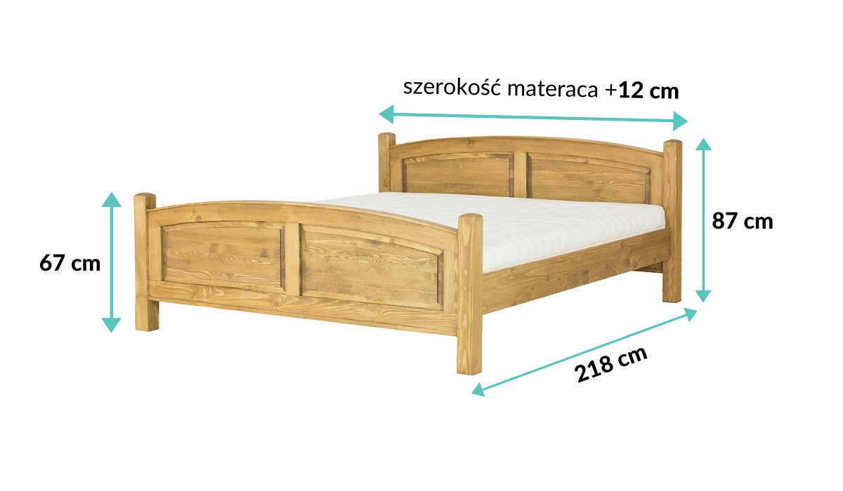 wymiary łóżka sosnowego LK704