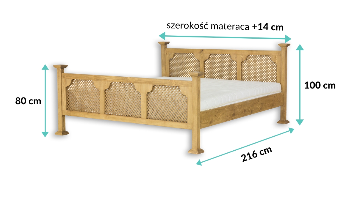 wymiary łóżka sosnowego LK705