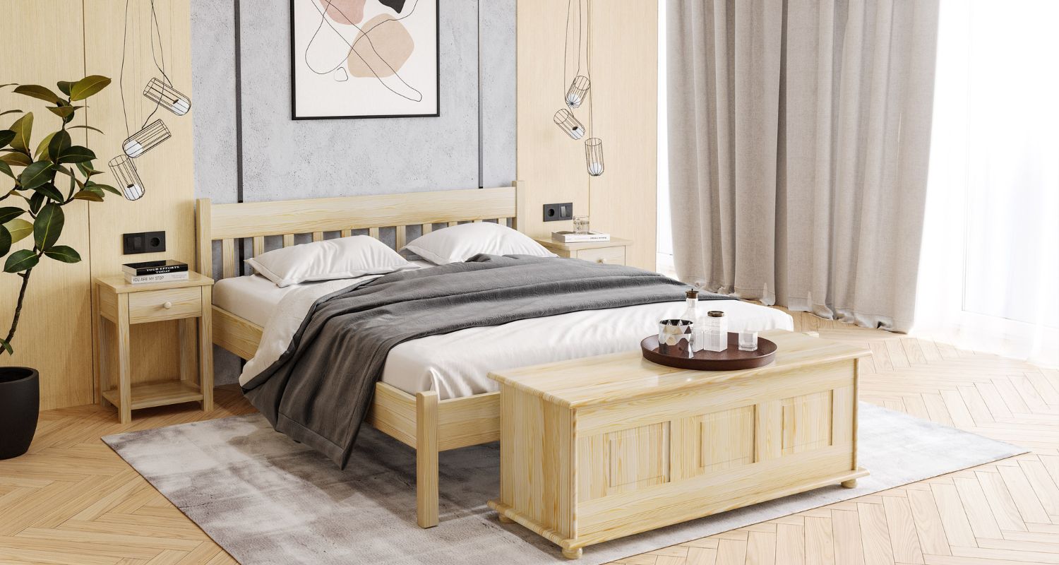 Łóżko z drewna sosnowego