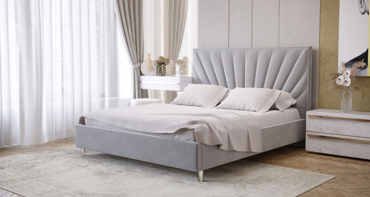 Łóżko do sypialni tapicerowane z pojemnikiem
